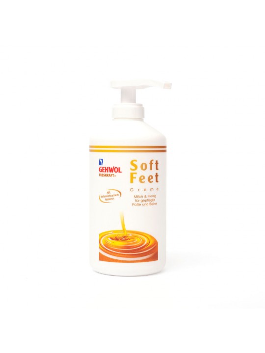 GEHWOL SOFT FEET Foot Cream mit Hyaluronsäure Tube 500 ml mit Dosis.