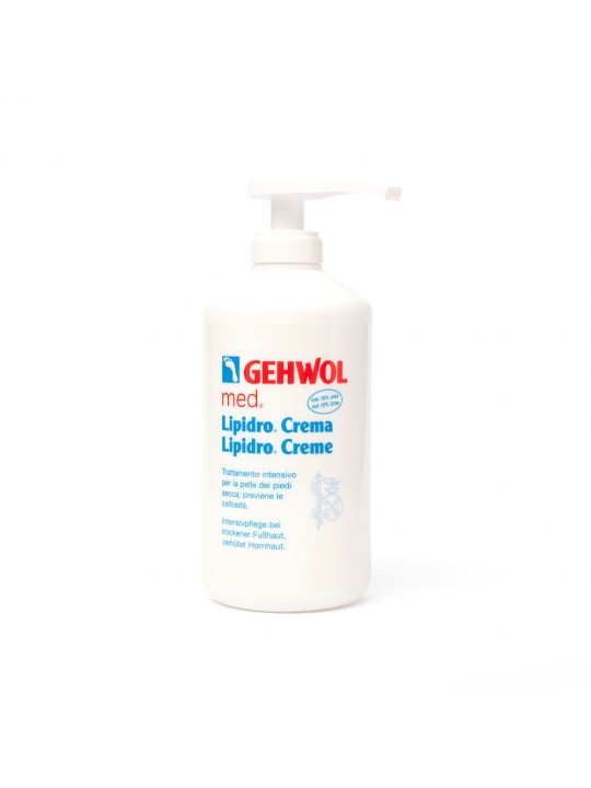 GEHWOL LIPIDRO-CREME Creme spendet intensiv Feuchtigkeit. Für trockene und empfindliche Füße 500 ml mit Dosierung