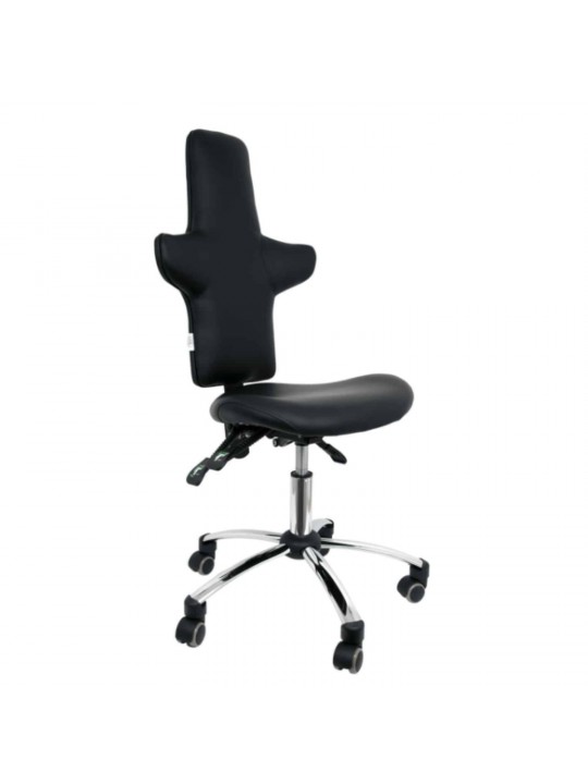 Swivel medical chair with high cross backrest