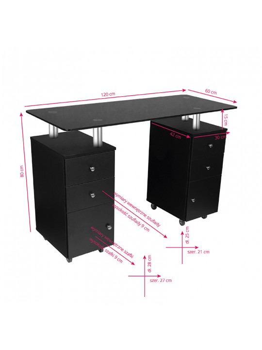 Glass 317 cosmetic desk, black