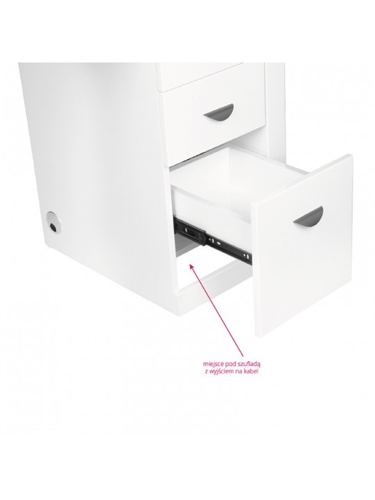 Cosmetic desk 310 with cassette absorber, white, left