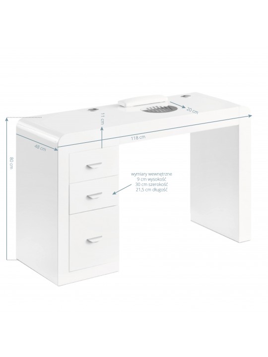 Cosmetic desk 312 with cassette absorber, white, right