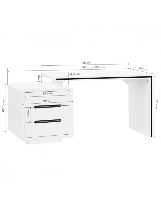 Kosmetikschreibtisch 3304B weiß