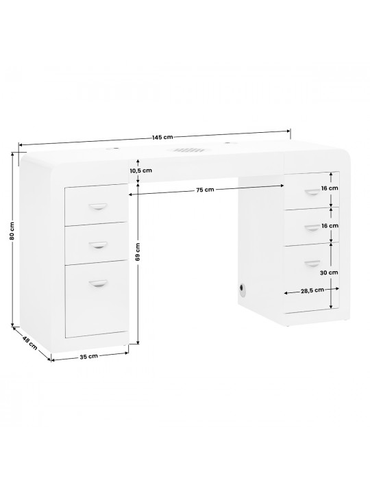 Cosmetic desk 314 with a white cassette absorber