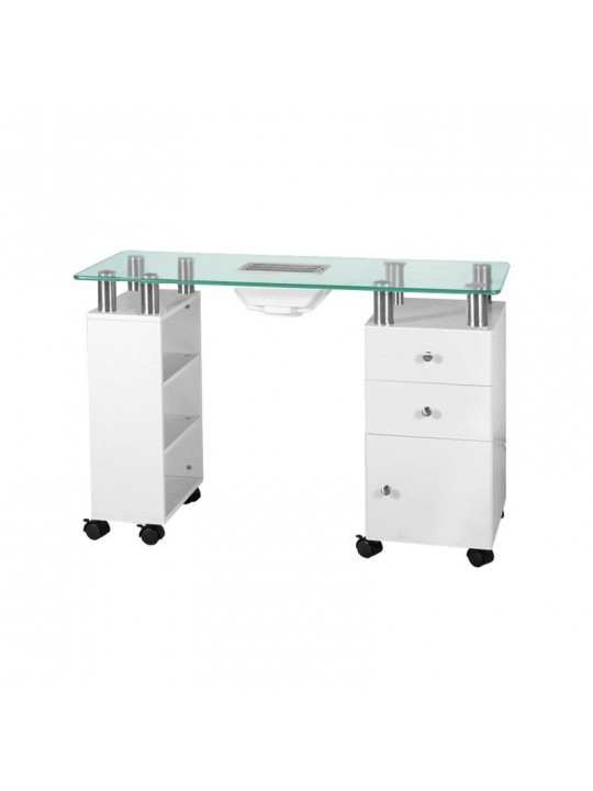 Glass desk with absorber 013B white