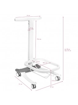 Comfort pedicure tray on wheels with Lift function