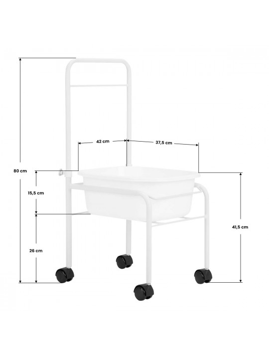 White pedicure tray on wheels