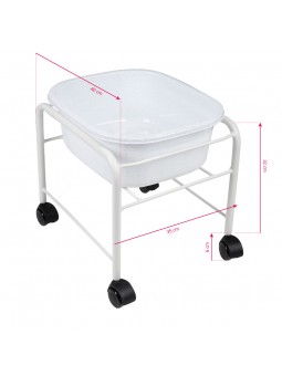 Paprastas pedikiūro padėklas su ratukais, baltas