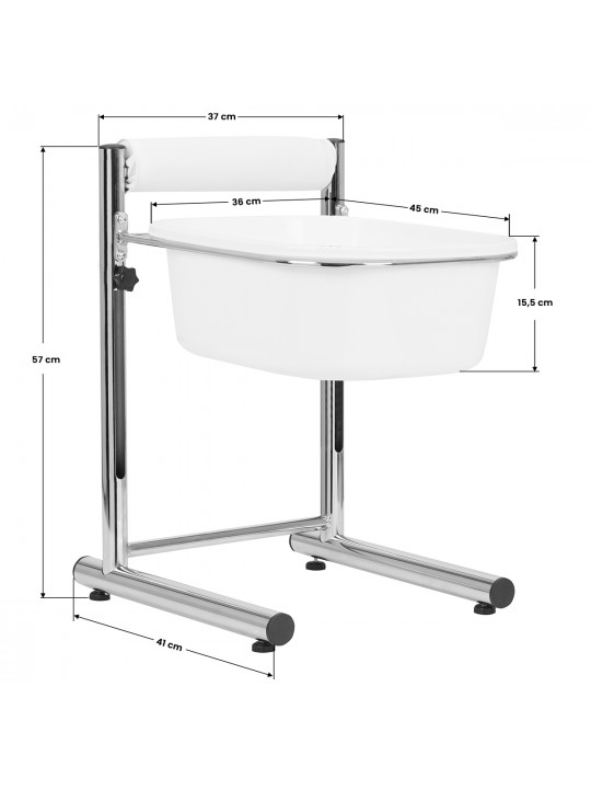 Pedicure tray with adjustable height, chrome