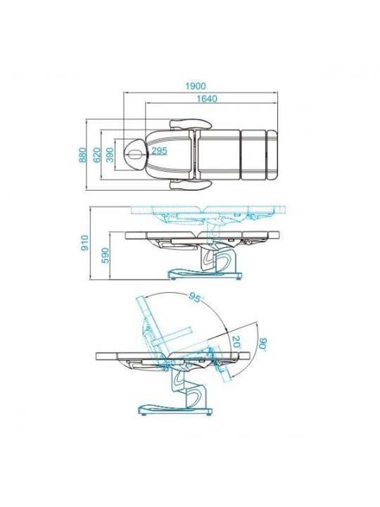 Scaun electric de frumusețe Azzurro 708A 4 motoare alb