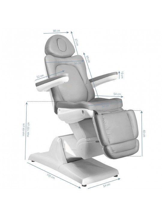 Elektromos szépségápolási szék Azzurro 870 3 motorok szürke