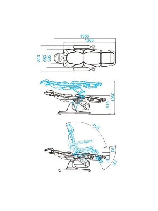 Elektrinė grožio kėdė Azzurro 870 3 varikliai kapučino