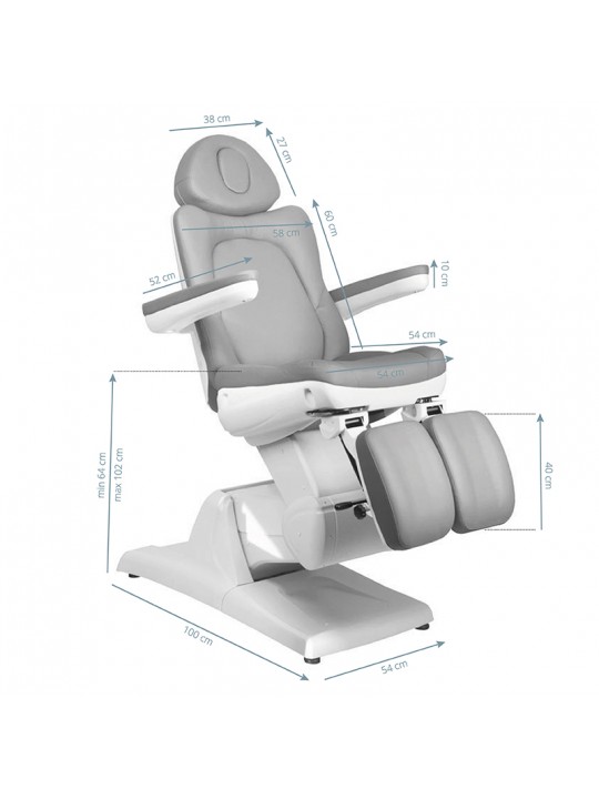 Scaun electric de frumusețe Azzurro 870S pedi 3 motoare gri