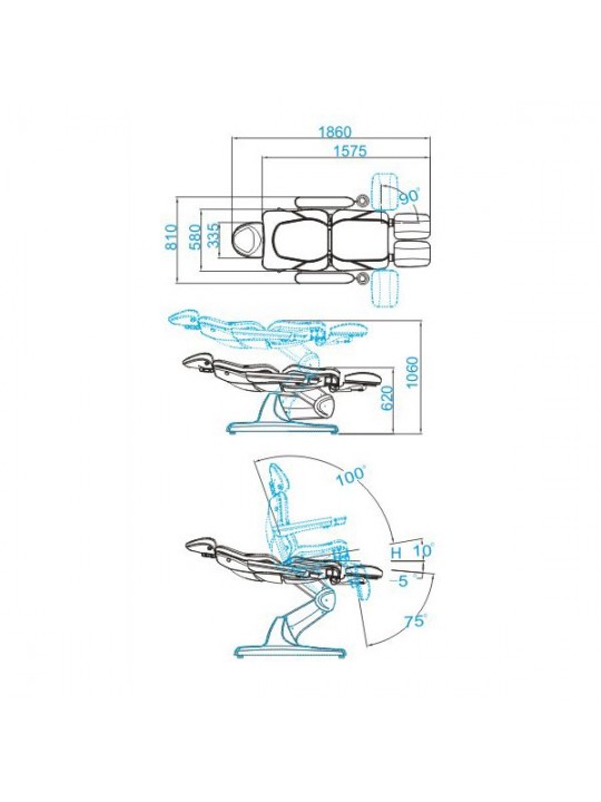 Електричне косметичне крісло Мотор Azzurro 870S pedi 3 сірий