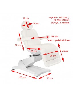 Elektromos szépségápolási szék Azzurro 869A forgó 4 motor. fehér