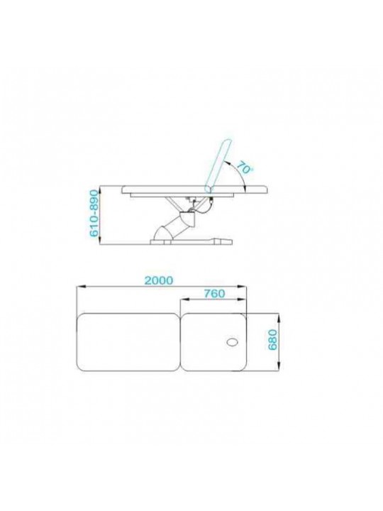 Electric lounger for massage Azzurro 808 2 motors white