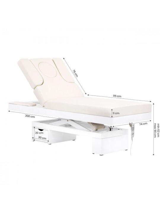 Spa beauty lounger Azzurro 815B, glowing white, heated