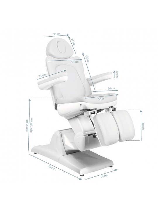 Electric beauty chair Azzurro 870S pedi 3 engines white