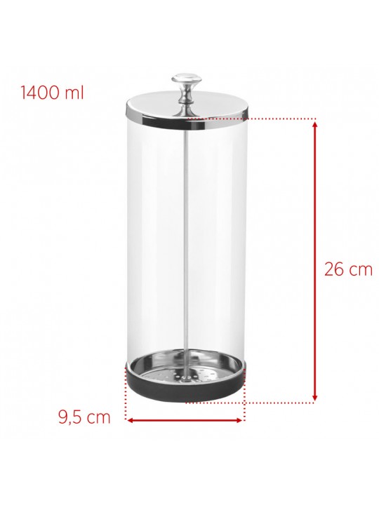 Pojemnik szklany do dezynfekcji narzędzi 1400 ml