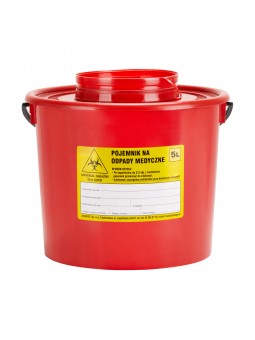 Red medical waste container 5 L