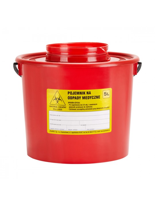 Red medical waste container 5 L