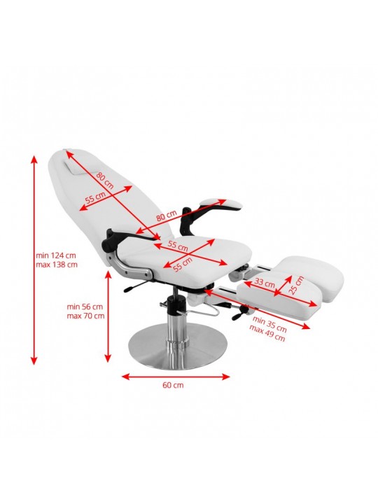 Azzurro 713A hydraulischer Podologiestuhl, weiß
