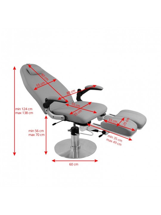 Azzurro 713A hydraulischer Podologiestuhl, grau
