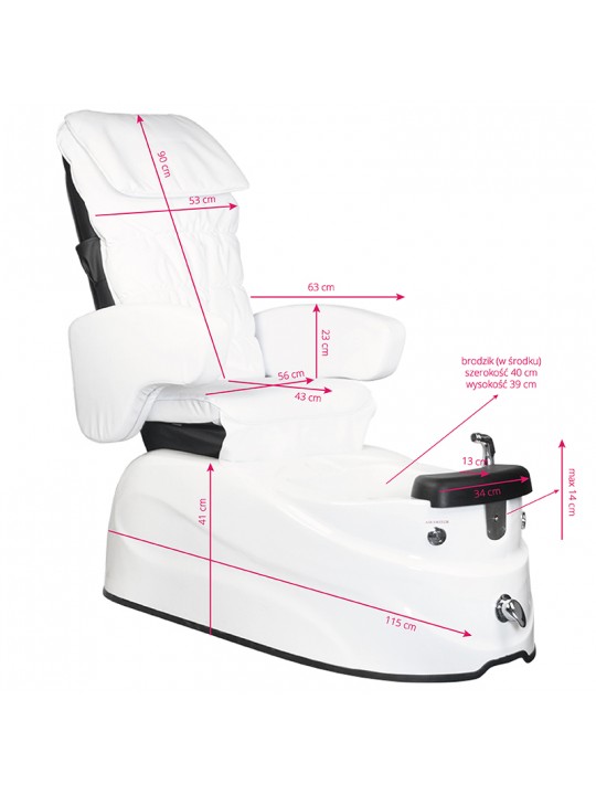 Pedikűr spa szék AS-122 fehér, masszázs funkcióval és pumpával