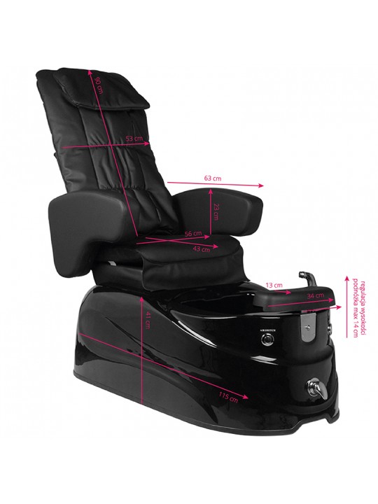 AS-122 black spa pedicure chair with massage function and pump