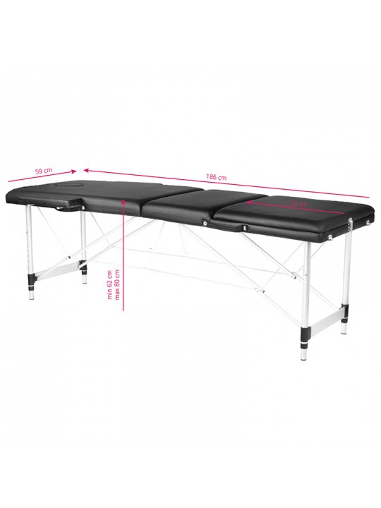 Folding massage table aluminum comfort Activ Fizjo 3 segment black