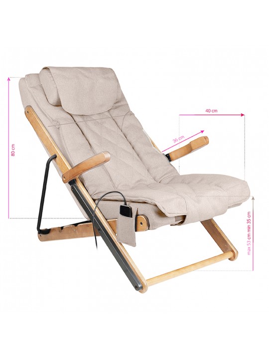 Sakura Relax folding armchair with a beige massager