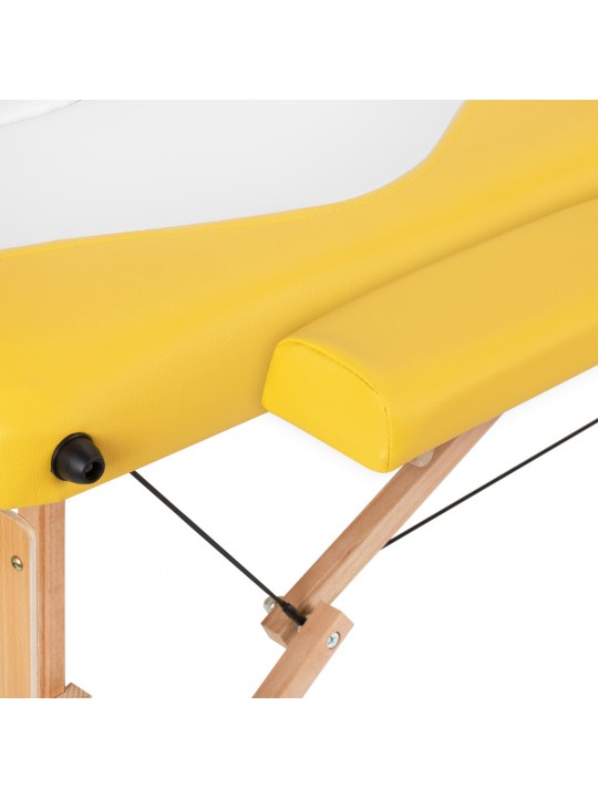 Wood comfort Activ Fizjo foldable massage table, 2 segments, white and yellow