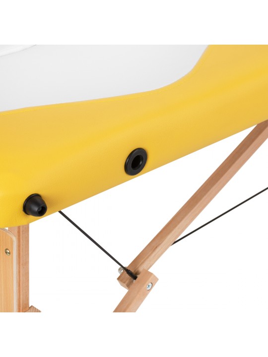 Masuta de masaj pliabila din lemn confort Activ Fizjo 2 segmente alb-galben