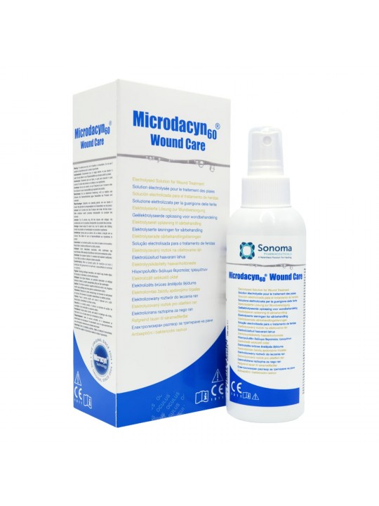 Microdacyn 60 žaizdų priežiūros purškiklis 100 ml – elektrolizuotas žaizdų gydymo tirpalas