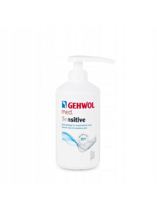 GEHWOL SENSITIVE Creme für die Pflege der empfindlichen Haut mit Mikrosreber 500 ml mit Dosis.