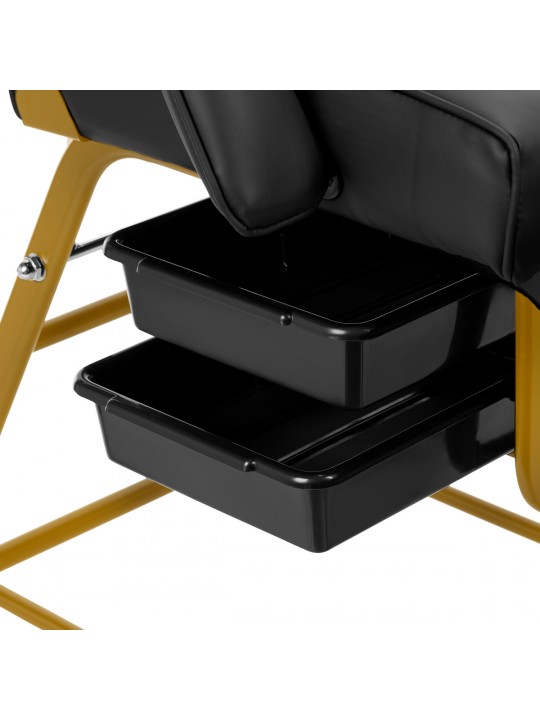 Fotel kosmetyczny 557G z kuwetami złoto czarny