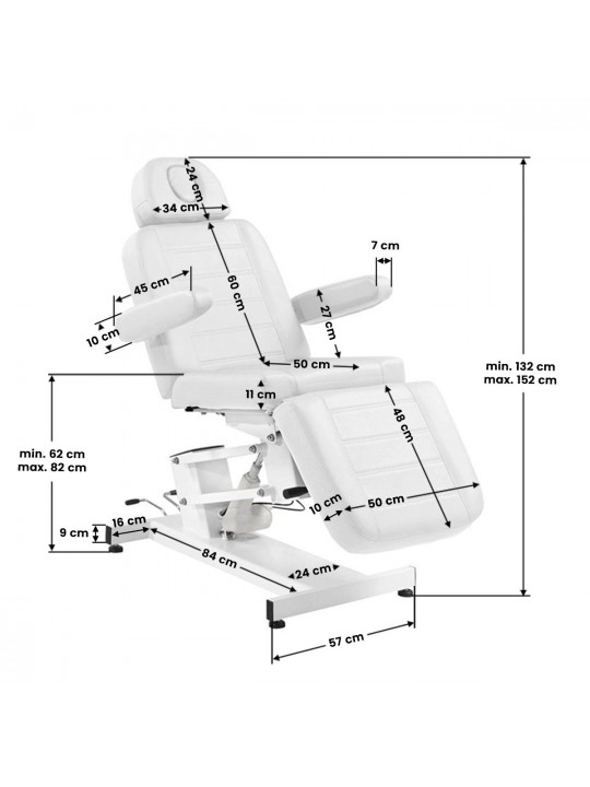 Elektromos szépségápolási szék Azzurro 705 1 motor fehér