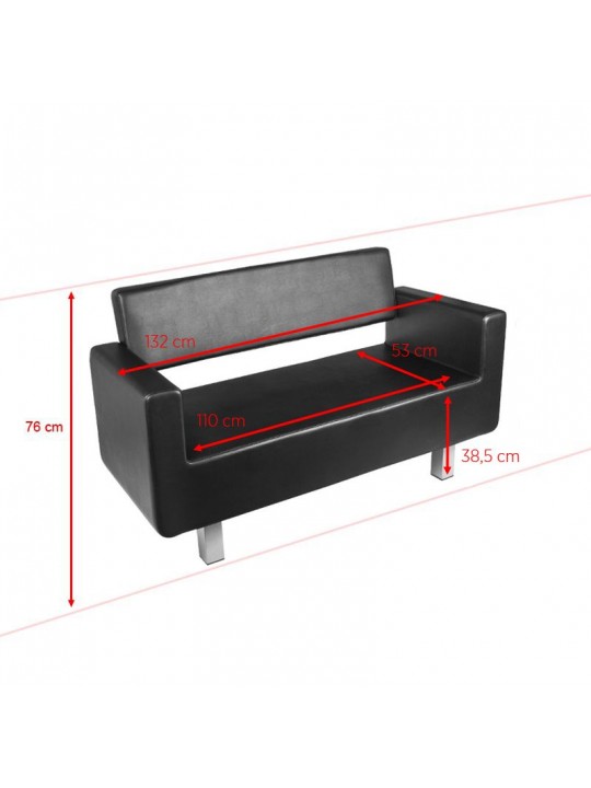 GABBIANO SOFA FOR WAITING ROOM TURIN, BLACK