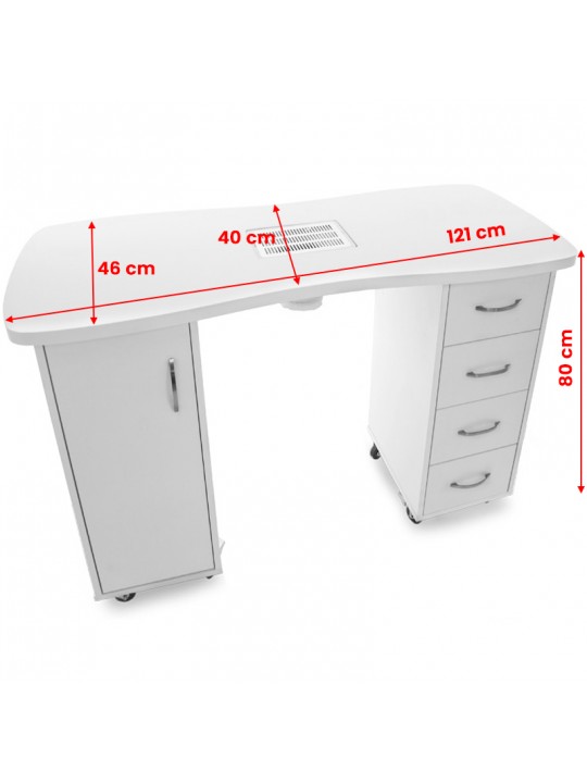 2027 baltas rašomasis stalas, dvi spintelės su absorberiu