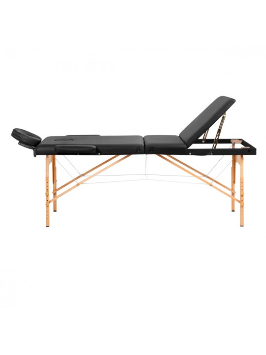 Komfort Activ Fizjo Lux klappbare Massageliege aus Holz, 3 Segmente, 190x70, schwarz