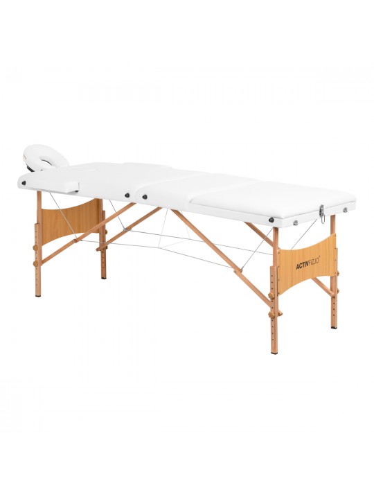 Masa de masaj pliabila din lemn Komfort Activ Fizjo Lux, 3 segmente, 190x70, ALB