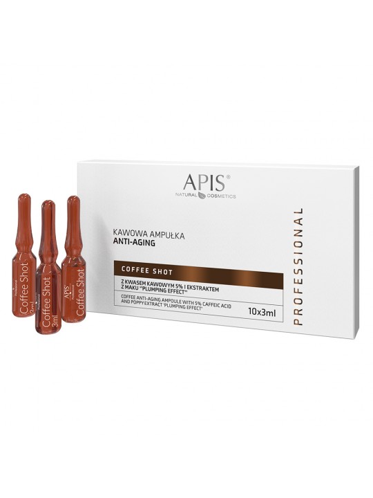 Apis kavos shot anti-senėjimo kavos ampulė su kavos rūgštimi ir aguonų ekstraktu, "putlumo efektas" 10 x 3,5 ml