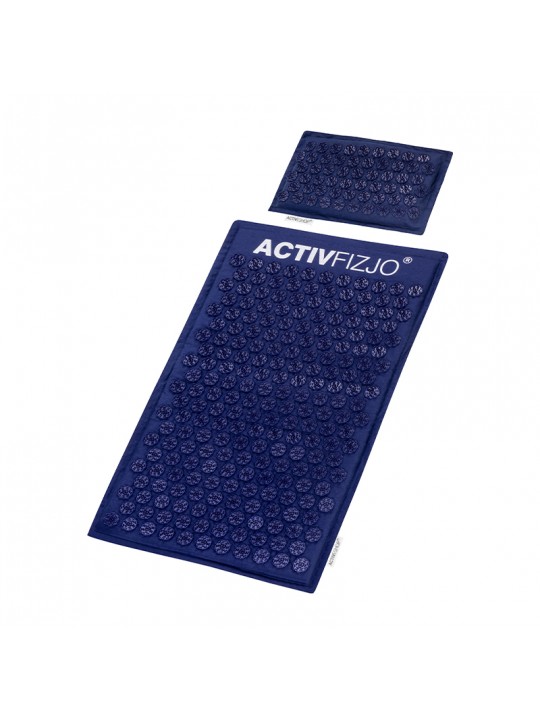 ActivFizjo premium natural acupressure mat, navy blue, with a pillow