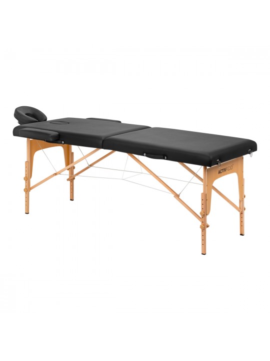 Masa de masaj pliabila din lemn Komfort Activ Fizjo Lux, 2 segmente, 190x70, negru