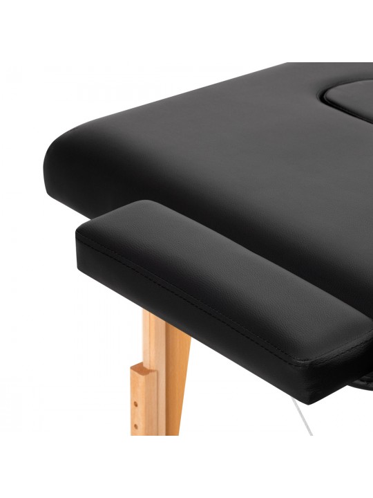 Masa de masaj pliabila din lemn Komfort Activ Fizjo Lux, 2 segmente, 190x70, negru