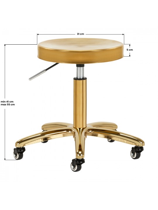 Taboret kosmetyczny / fryzjerski złoty AM-863