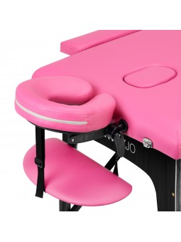 Stół składany do masażu drewniany Komfort Activ Fizjo 2 segmentowe róż czarne drewno