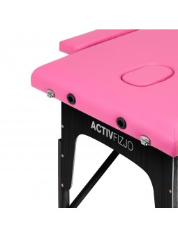 Stół składany do masażu drewniany Komfort Activ Fizjo 2 segmentowe róż czarne drewno