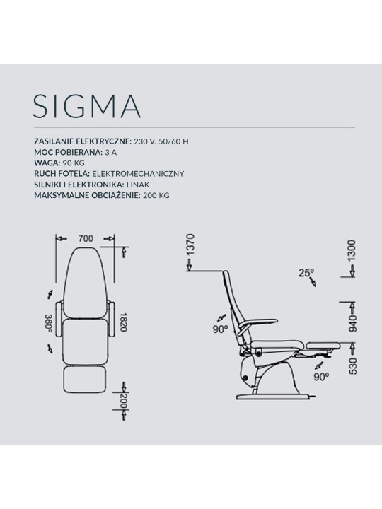 Fotel podologiczny NAMROL Sigma 4 - 4 silniki łączony podnóżek