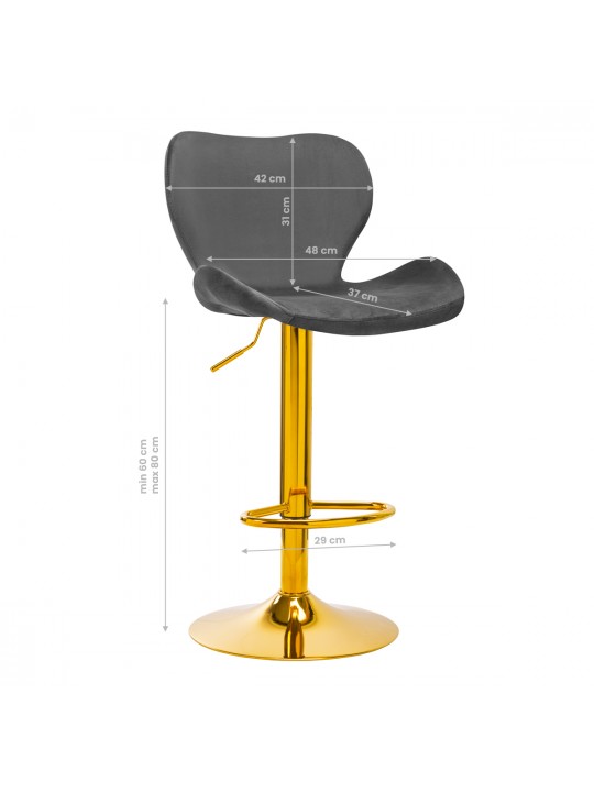 4Rico Barhocker QS-B15, grauer Samt